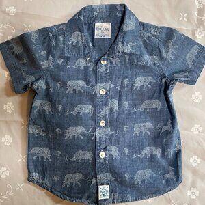 BUM Equipment Shirt Button Up Baby 18m Short Sleeve B.u.m. Animal Safari
